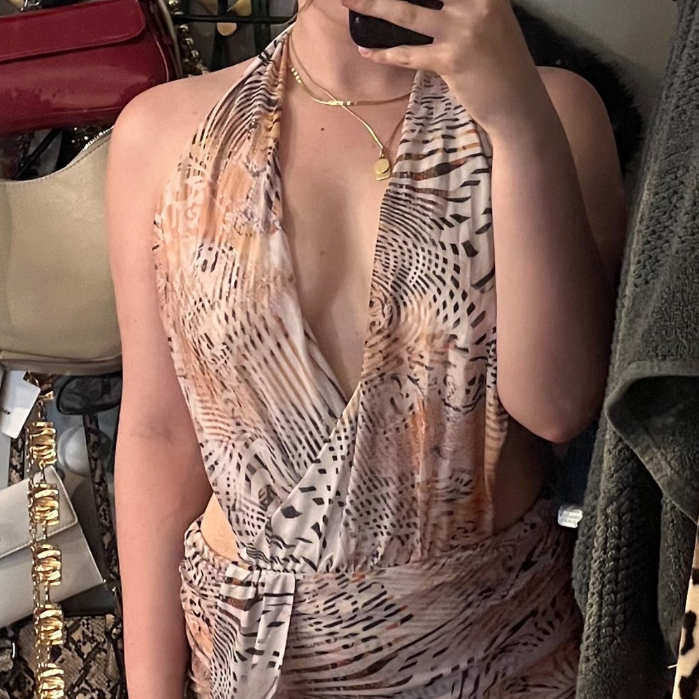 Tiger Mist Halter Mini Dress in Animal Print